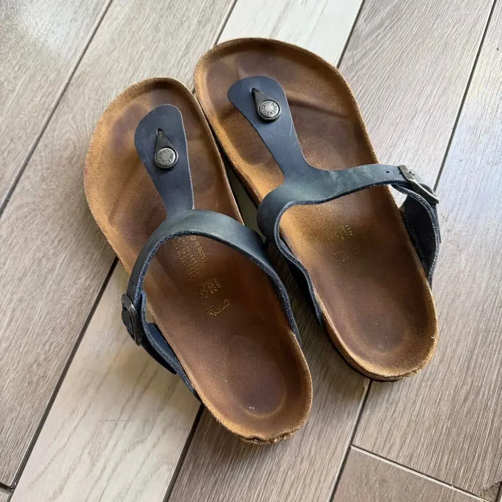 Birkenstock Gizeh Navy Blue Leather Sandals EU 40 US Women’s 9–9.5